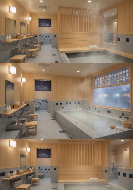 Shared spa-style bathing area