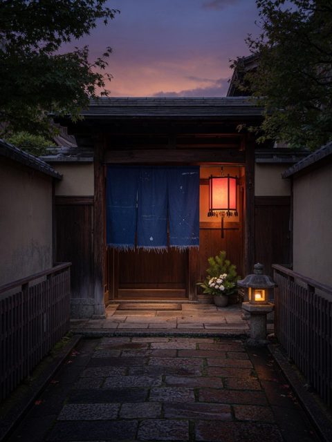 Entrance at night