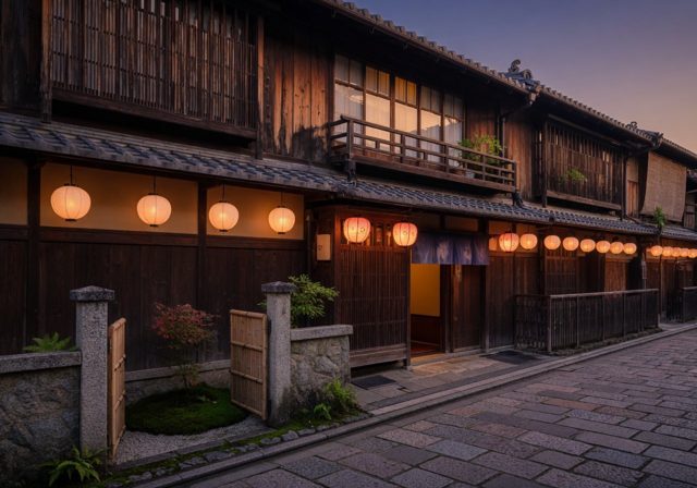 Traditional Kyoto ryokan exterior