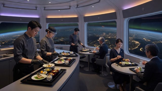 Lagrange Lounge fine dining in zero g
